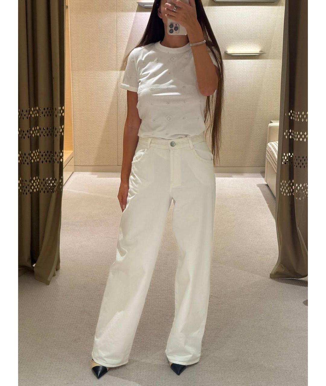 CHANEL Белые хлопковые прямые джинсы, фото 2