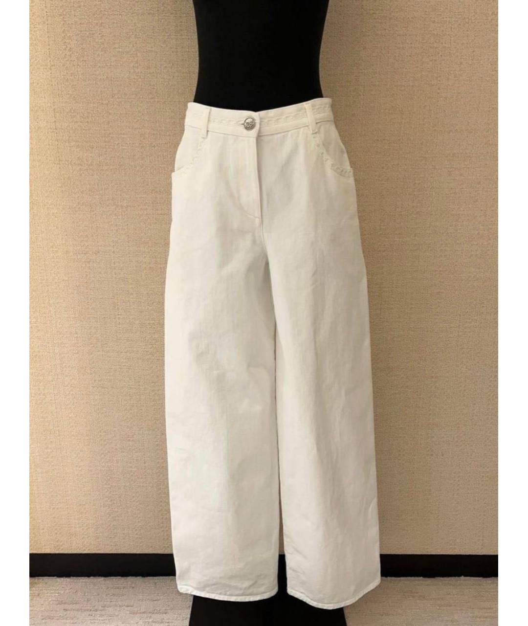 CHANEL Белые хлопковые прямые джинсы, фото 3