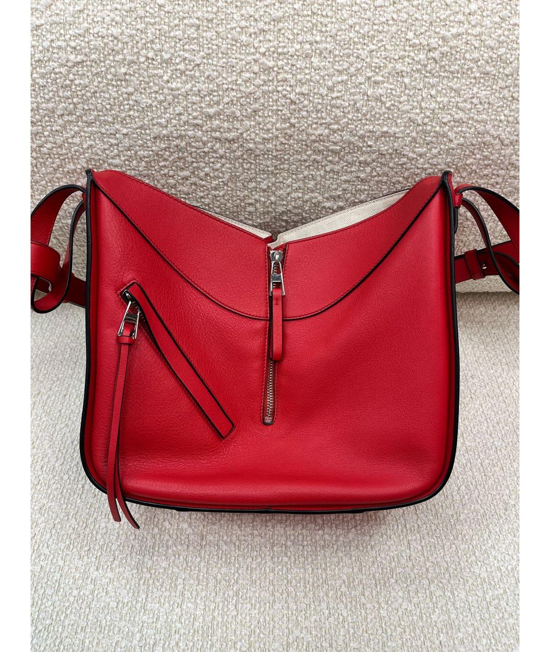 LOEWE Красная кожаная сумка с короткими ручками, фото 3