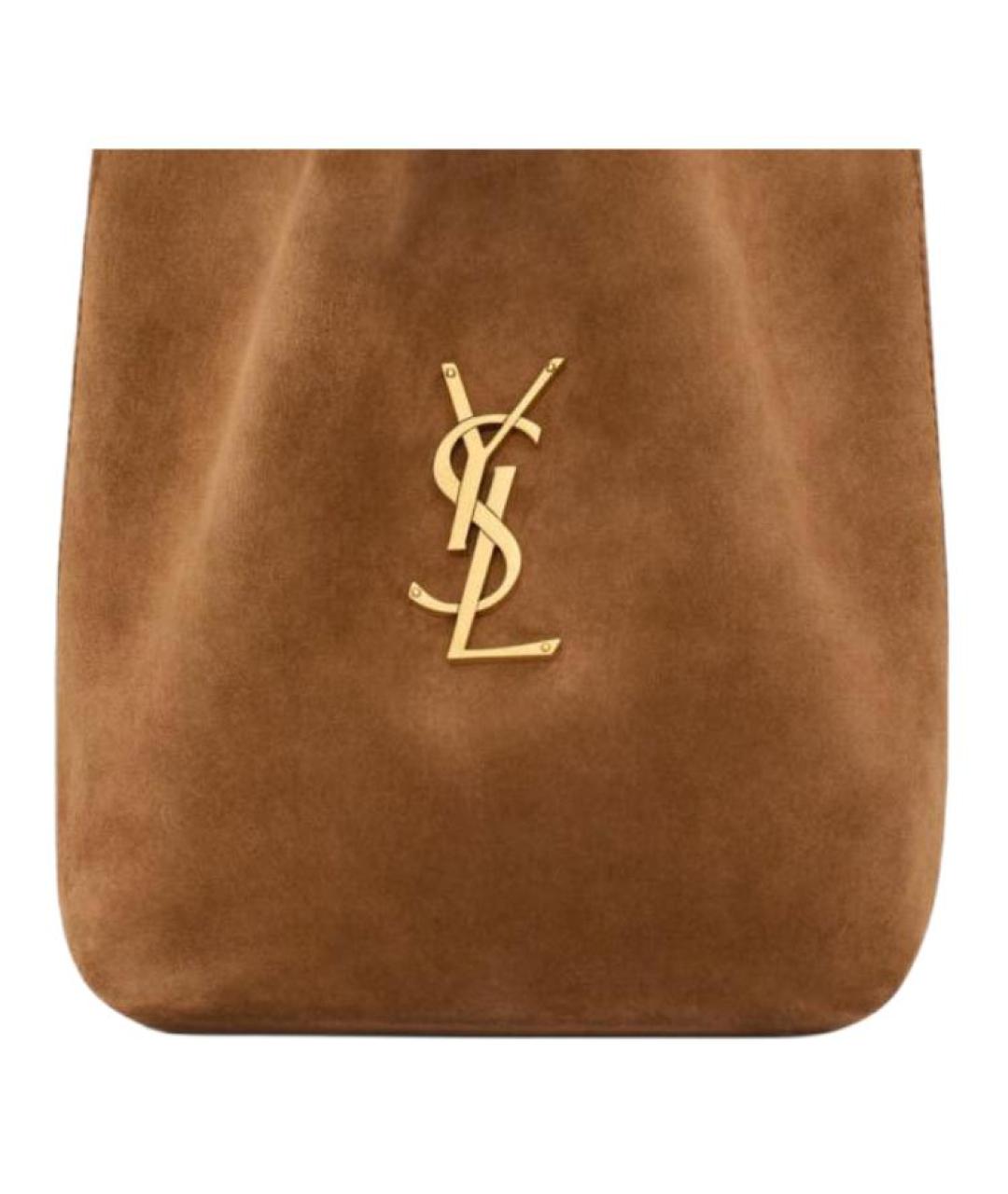 SAINT LAURENT Коричневая замшевая сумка через плечо, фото 5