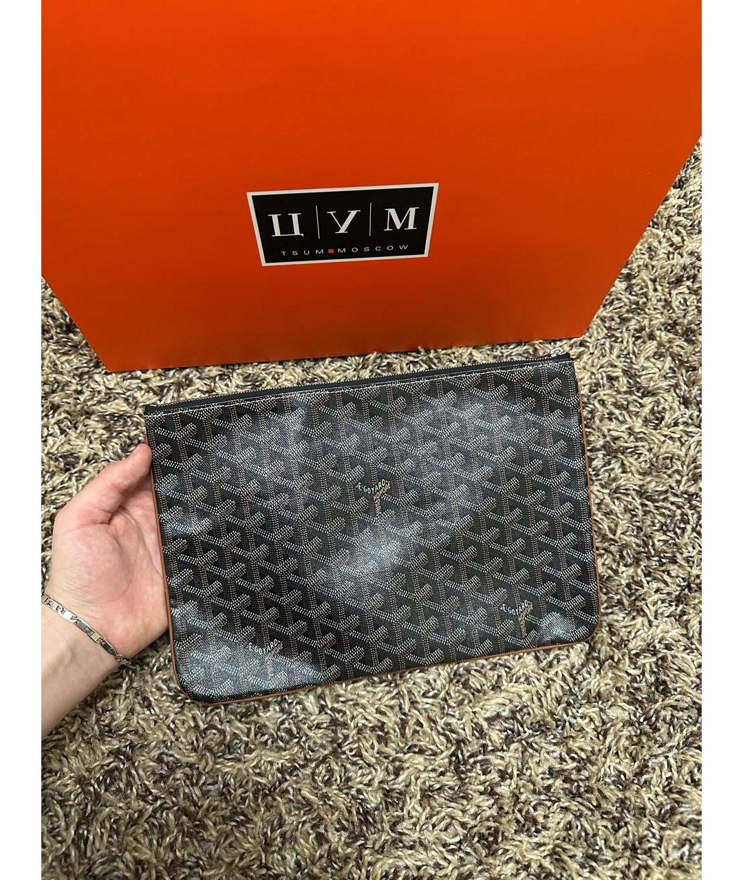 GOYARD Коричневая папка для документов из лакированной кожи, фото 3