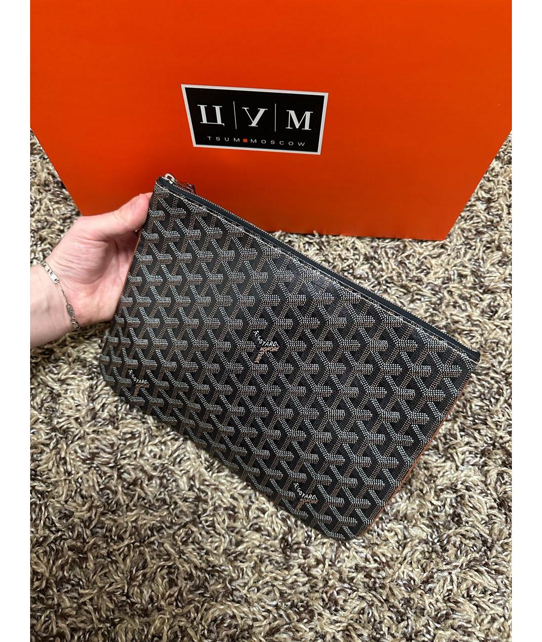 GOYARD Коричневая папка для документов из лакированной кожи, фото 4