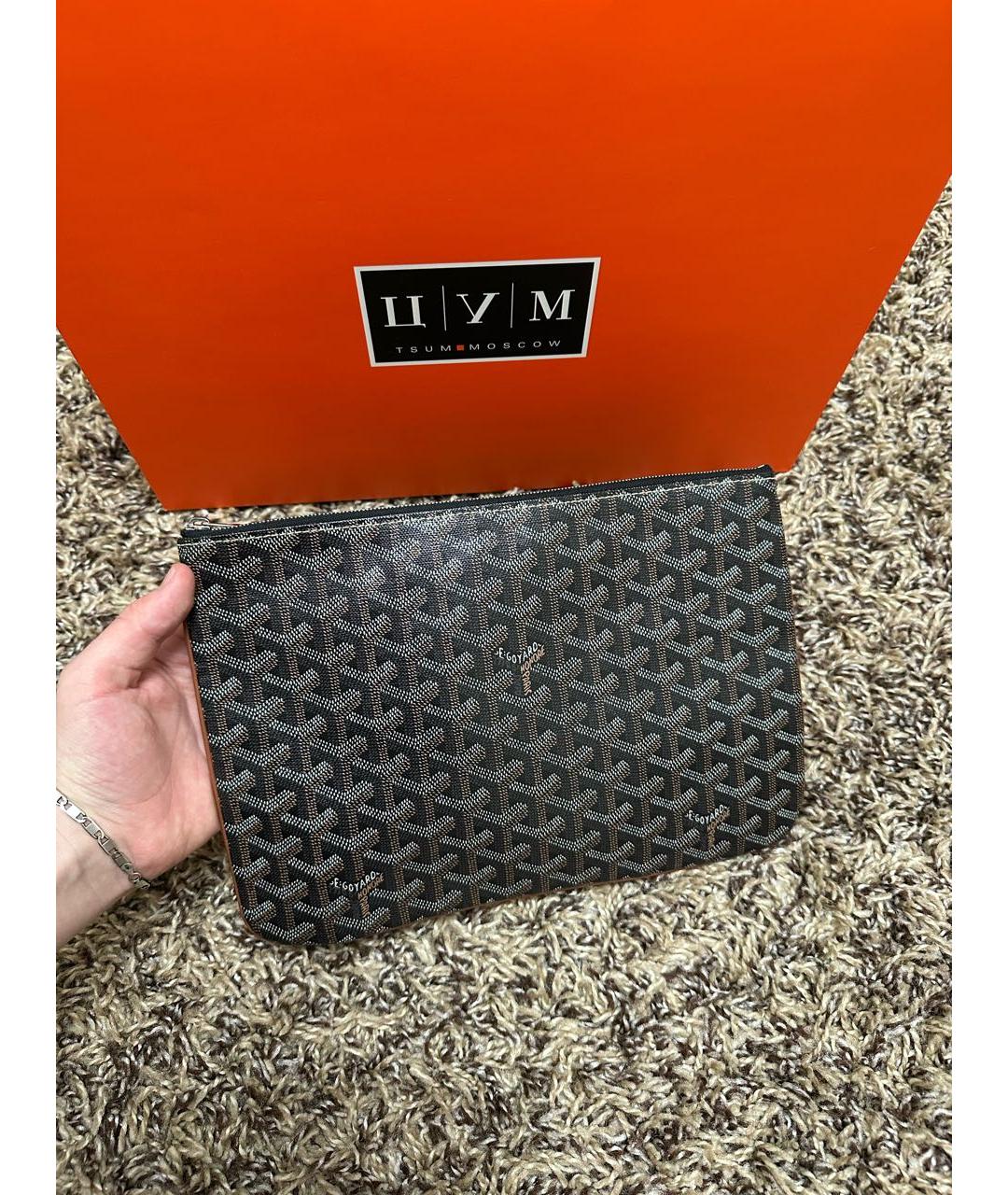 GOYARD Коричневая папка для документов из лакированной кожи, фото 2