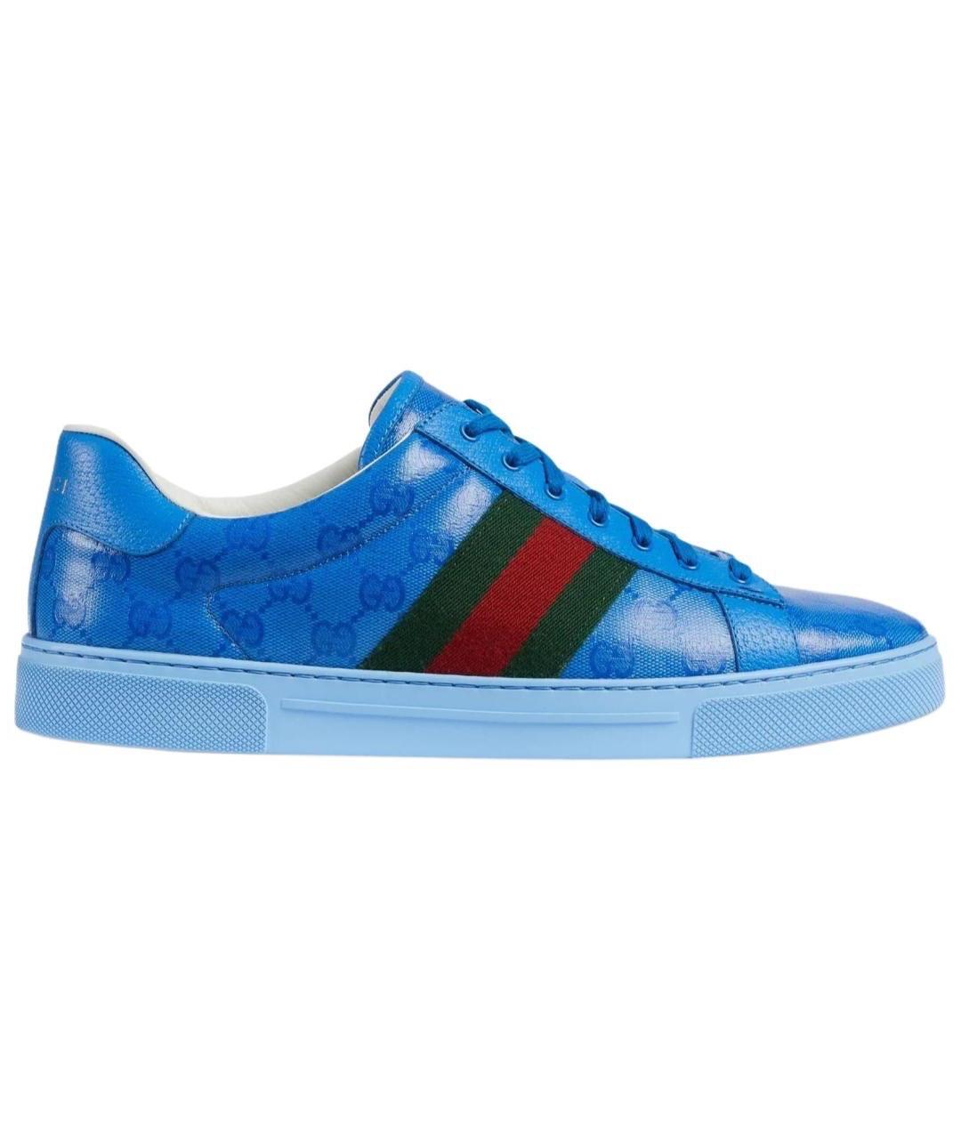 GUCCI Синие кожаные низкие кроссовки / кеды, фото 1