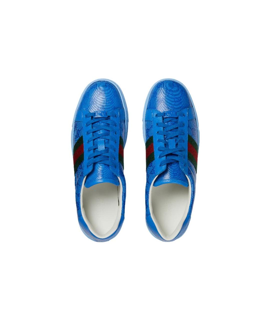 GUCCI Синие кожаные низкие кроссовки / кеды, фото 3