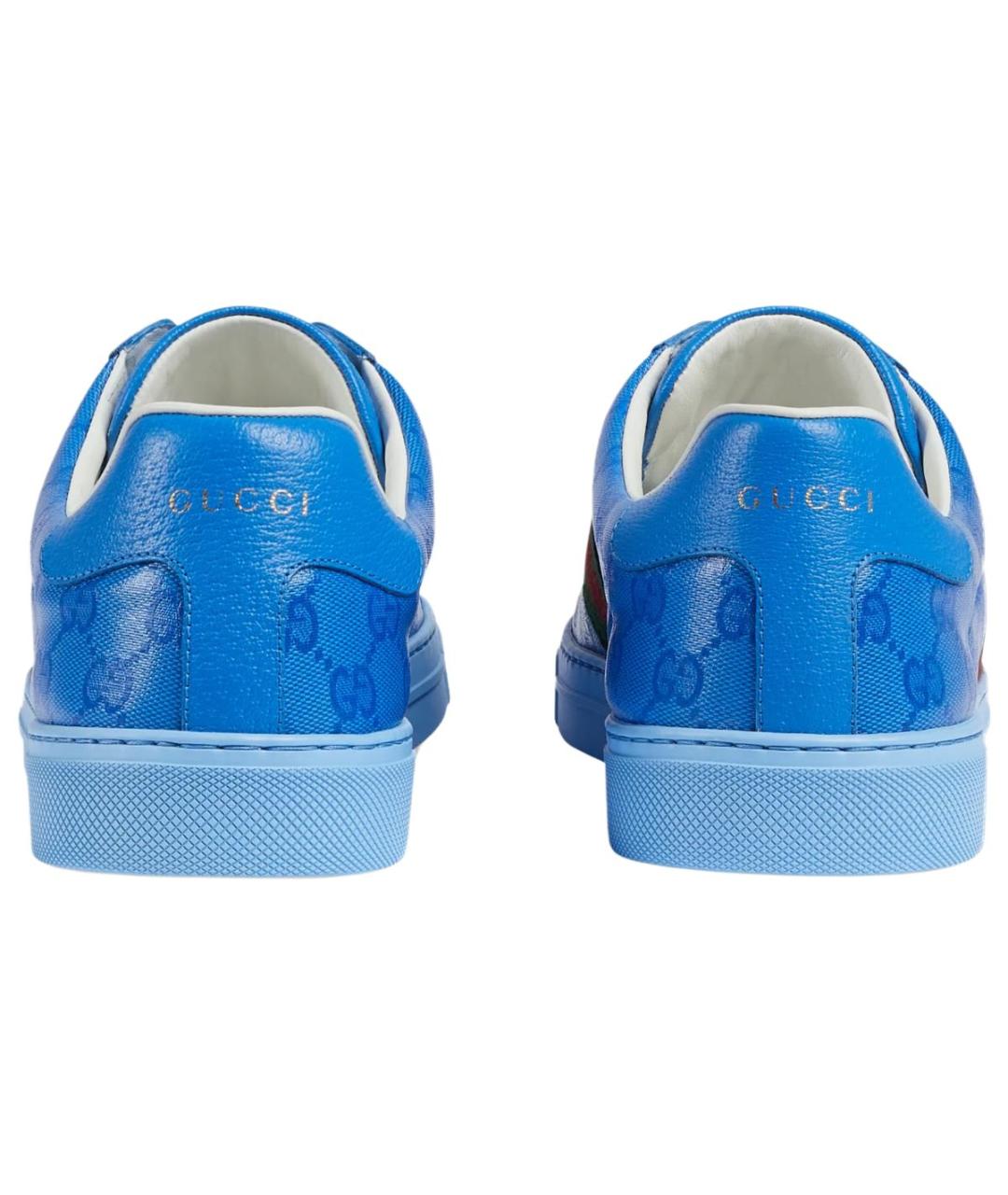 GUCCI Синие кожаные низкие кроссовки / кеды, фото 4