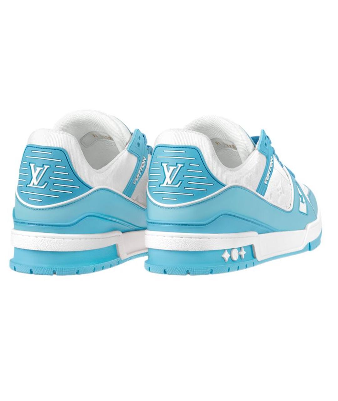 LOUIS VUITTON Голубые кожаные кроссовки, фото 2