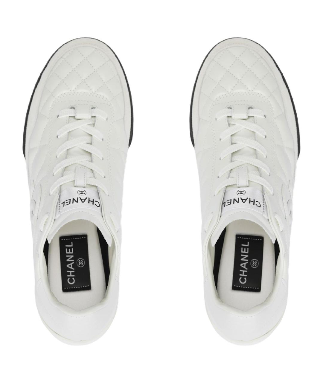 CHANEL Белые кожаные низкие кроссовки / кеды, фото 3