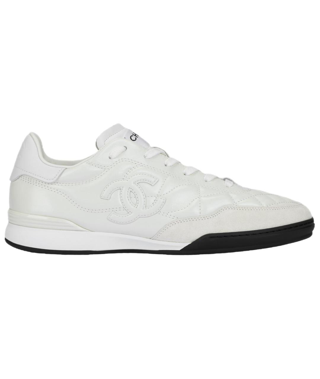 CHANEL Белые кожаные низкие кроссовки / кеды, фото 1