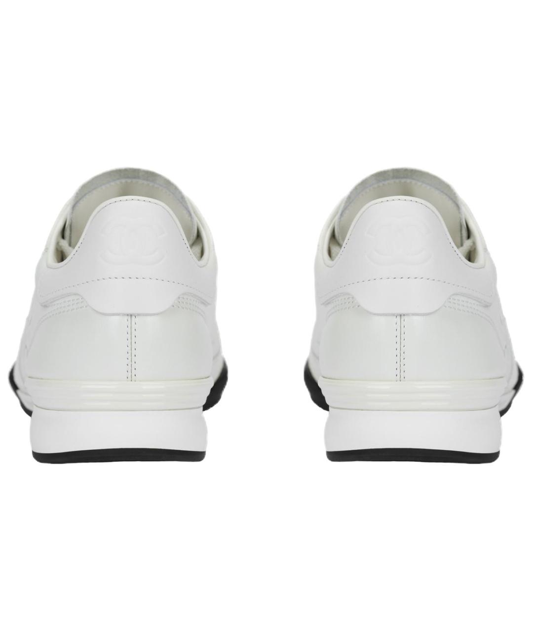 CHANEL Белые кожаные низкие кроссовки / кеды, фото 4