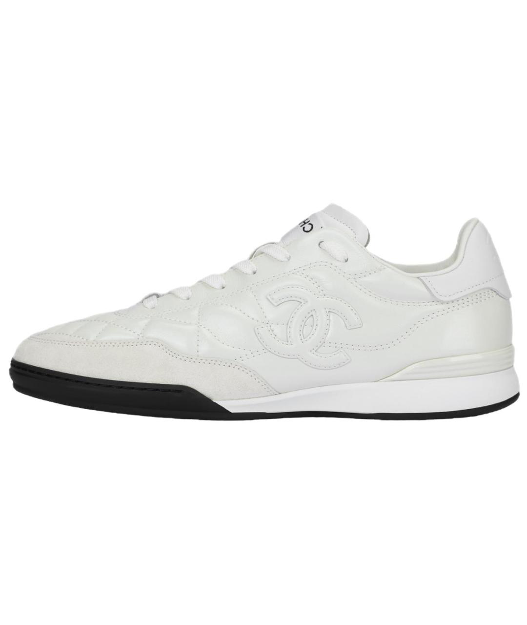 CHANEL Белые кожаные низкие кроссовки / кеды, фото 2