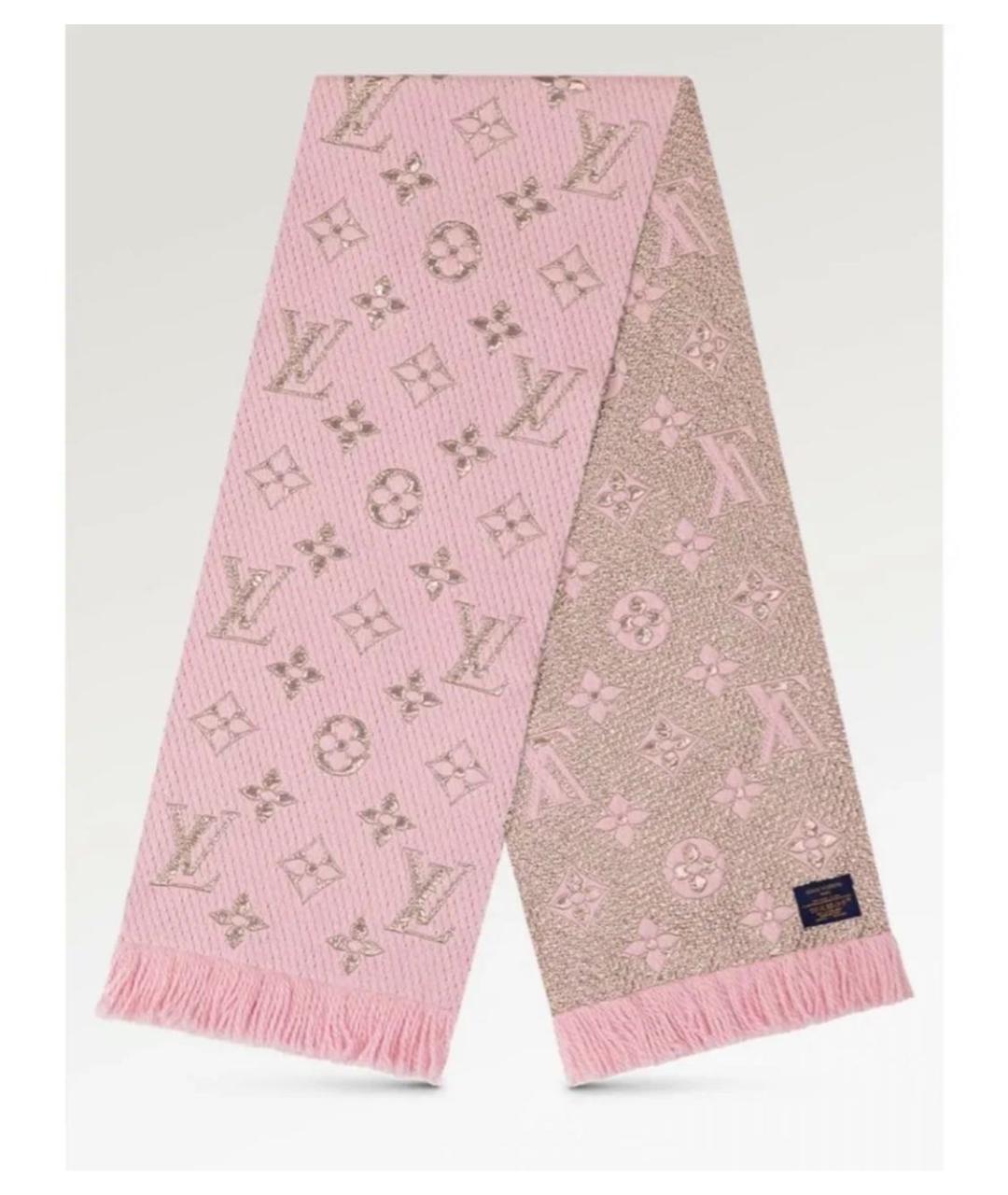 LOUIS VUITTON Розовый хлопковый шарф, фото 4