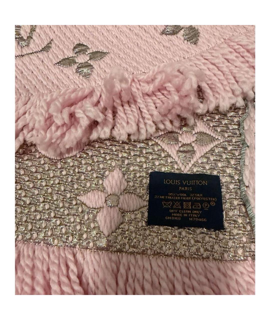 LOUIS VUITTON Розовый хлопковый шарф, фото 2