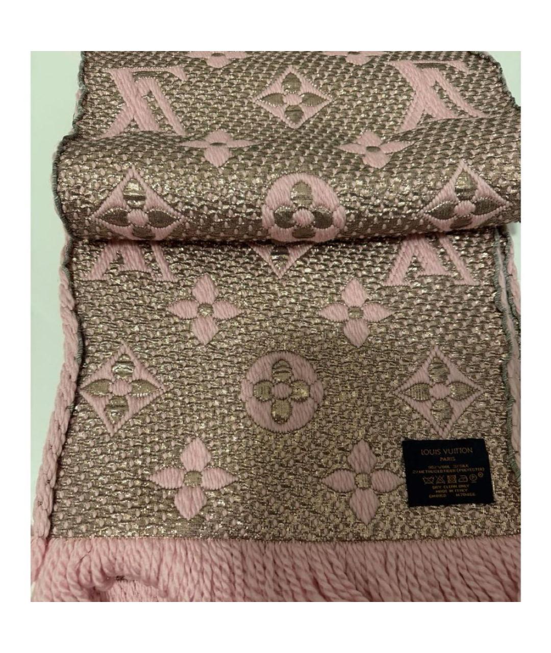 LOUIS VUITTON Розовый хлопковый шарф, фото 3