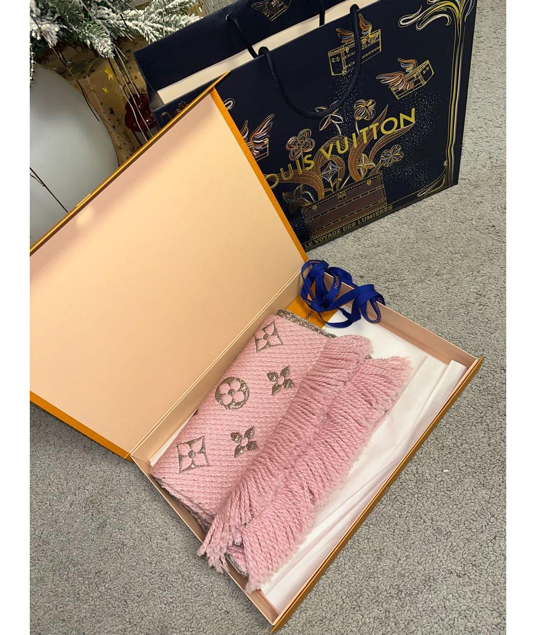 LOUIS VUITTON Розовый шерстяной шарф, фото 2