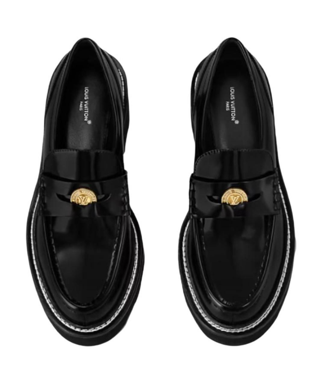LOUIS VUITTON Черные кожаные лоферы, фото 4
