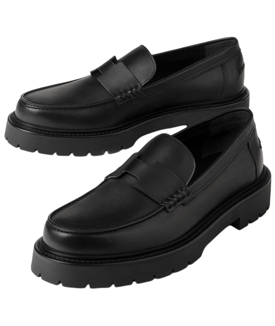 HERMES Черные кожаные лоферы, фото 3