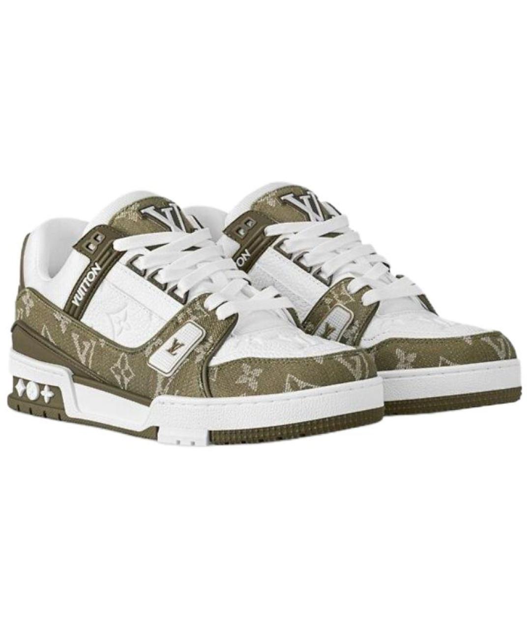 LOUIS VUITTON Зеленые кожаные кроссовки, фото 3