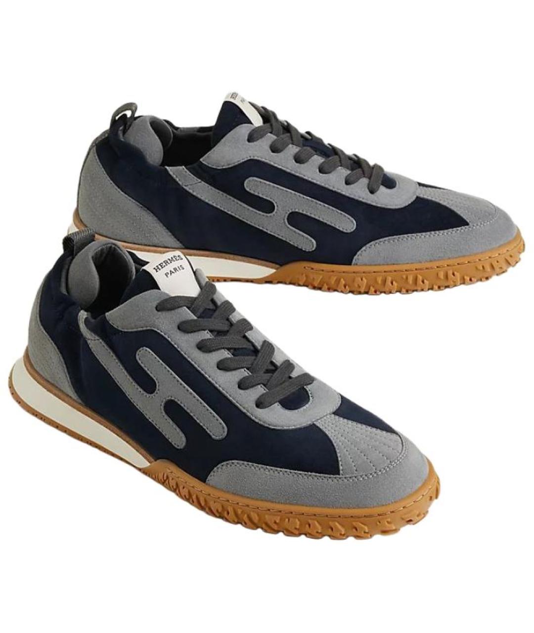 HERMES Серые замшевые низкие кроссовки / кеды, фото 3