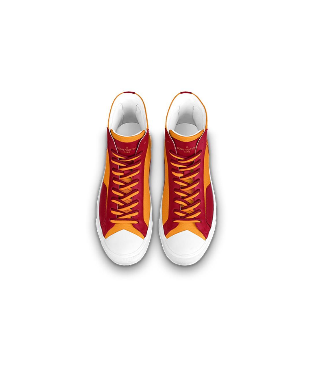 LOUIS VUITTON Оранжевое кожаные высокие кроссовки / кеды, фото 3