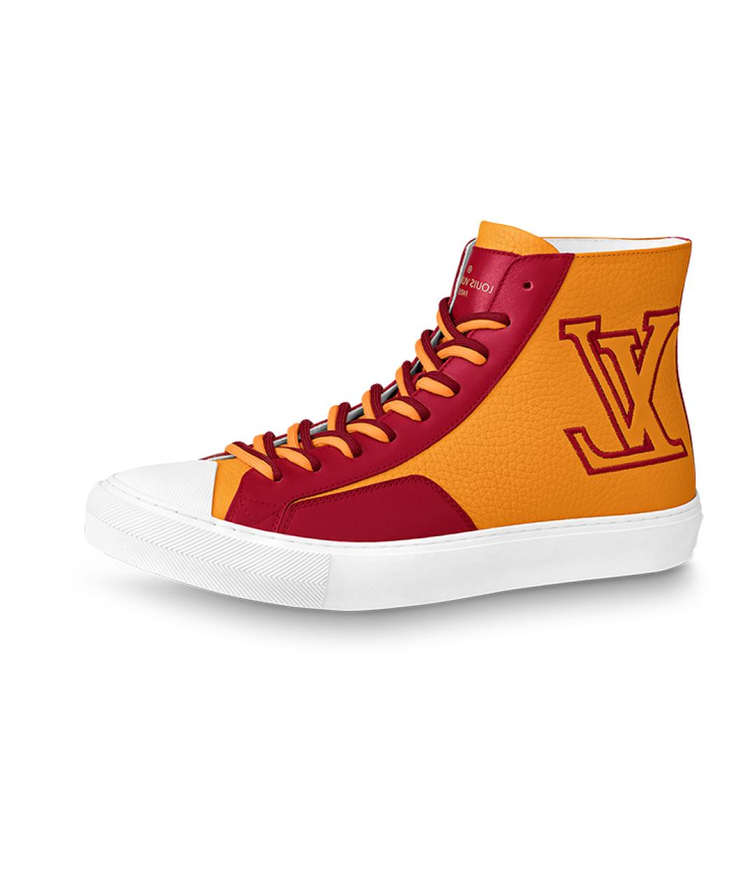 LOUIS VUITTON Оранжевое кожаные высокие кроссовки / кеды, фото 2