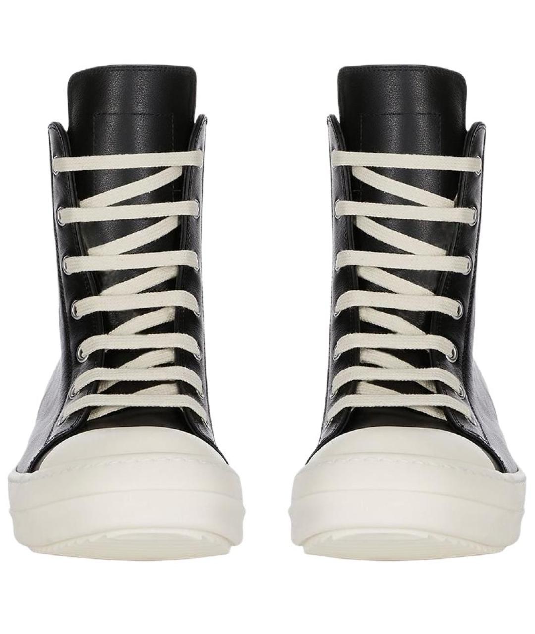 RICK OWENS Черные кожаные низкие кроссовки / кеды, фото 4