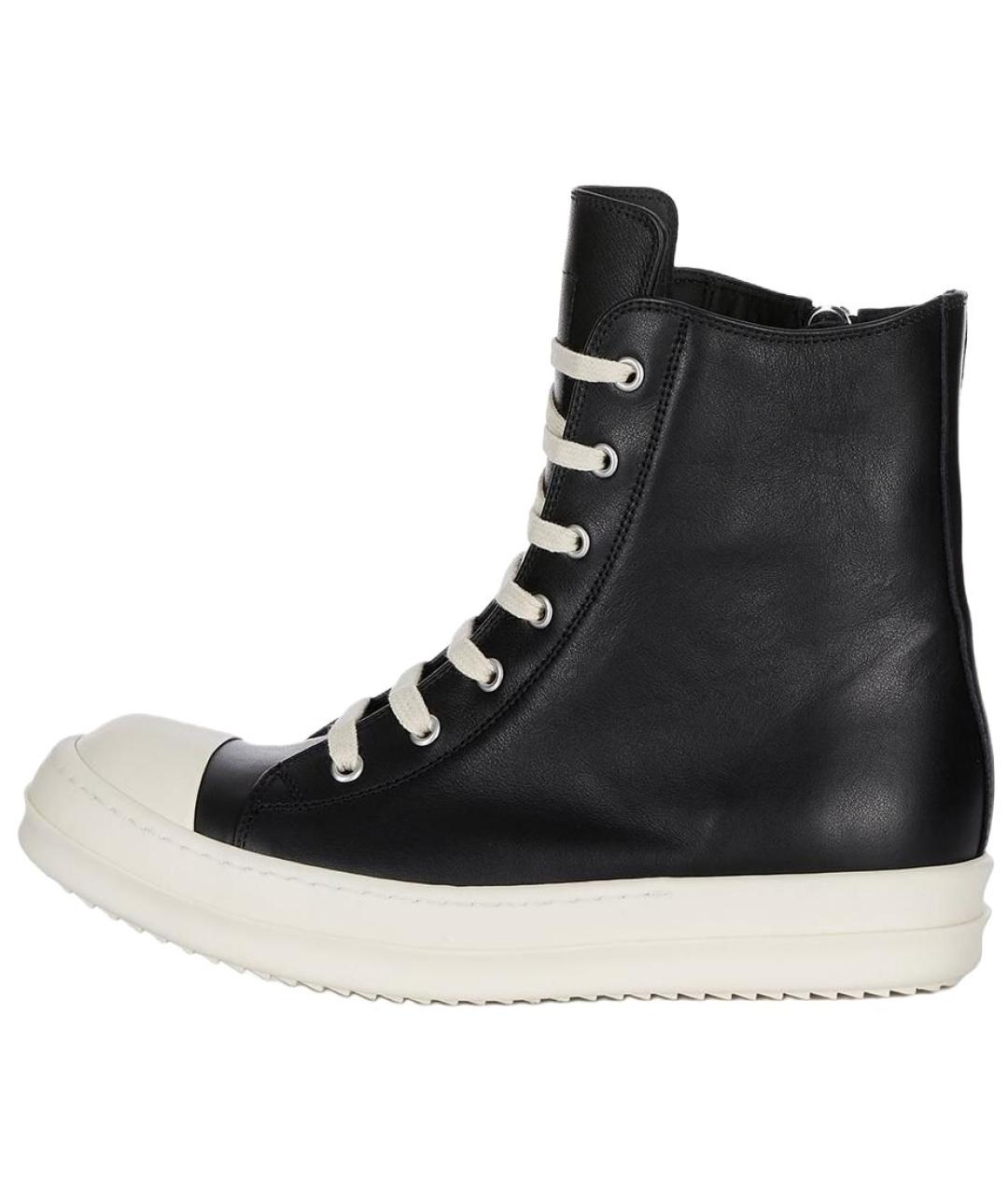 RICK OWENS Черные кожаные низкие кроссовки / кеды, фото 2