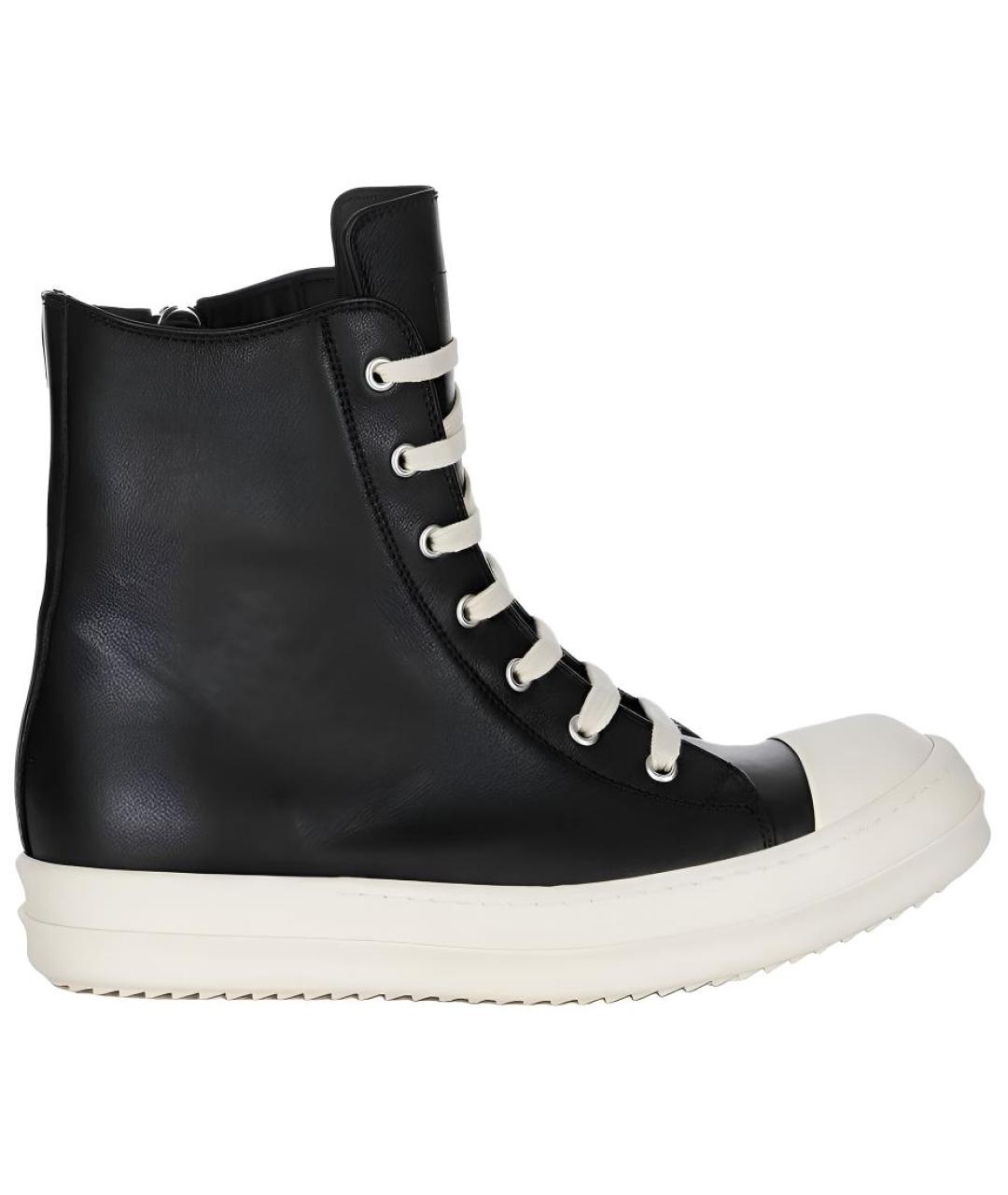 RICK OWENS Черные кожаные низкие кроссовки / кеды, фото 1