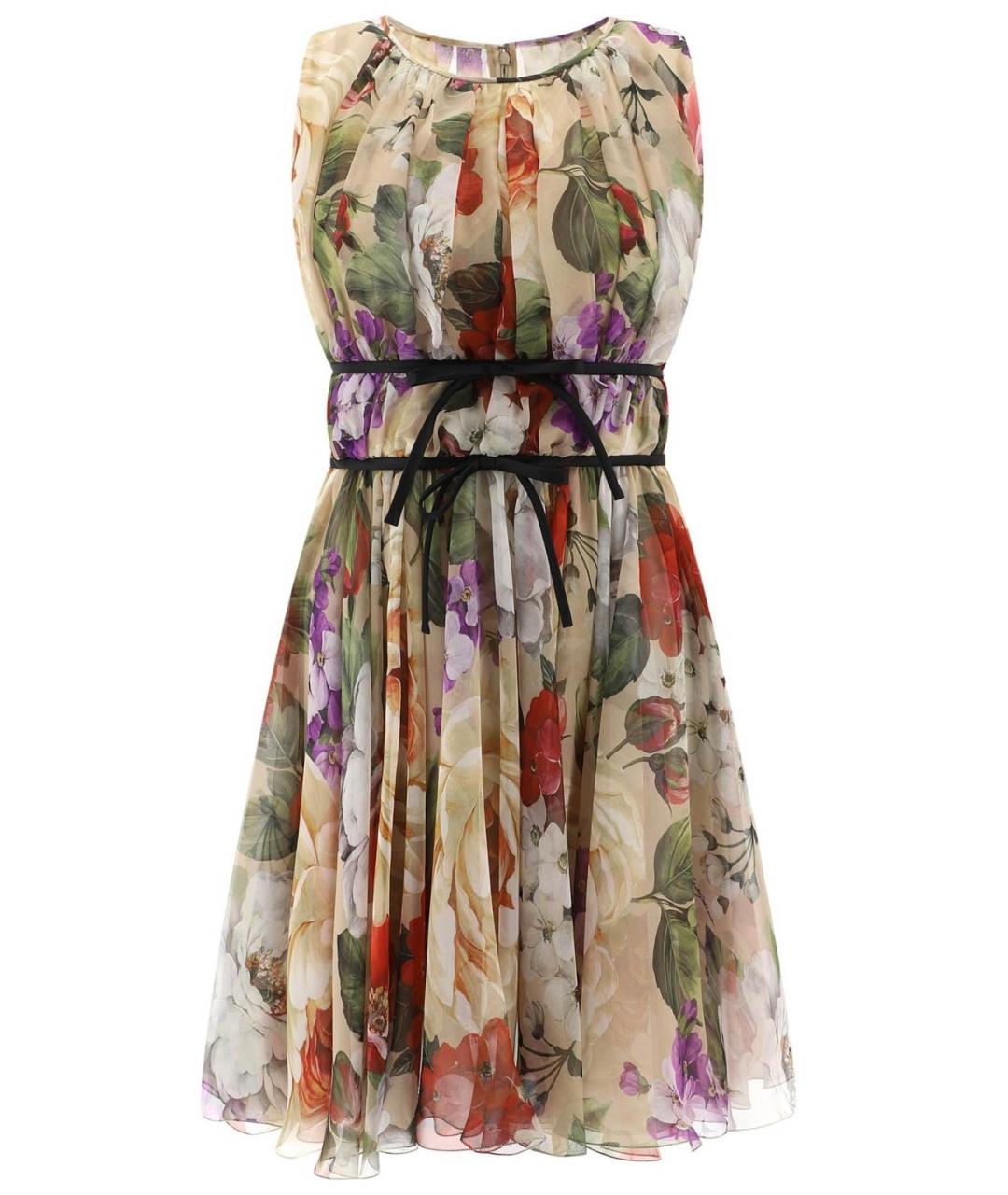 DOLCE&GABBANA Бежевое шелковое коктейльное платье, фото 5