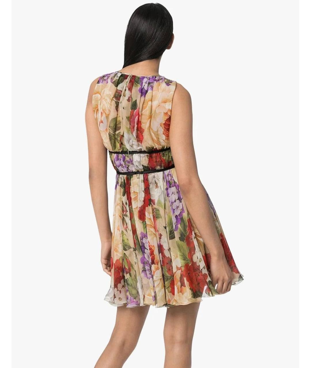 DOLCE&GABBANA Бежевое шелковое коктейльное платье, фото 3