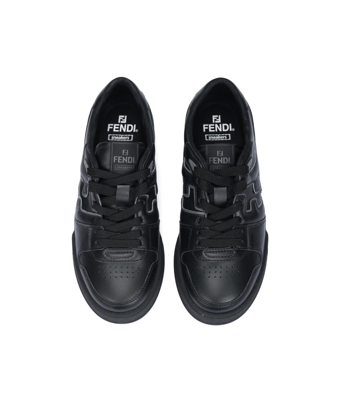FENDI Черные кожаные низкие кроссовки / кеды, фото 3