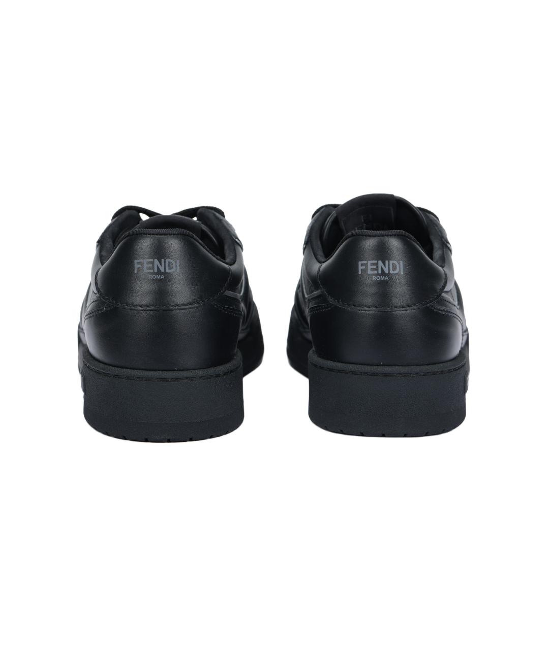 FENDI Черные кожаные низкие кроссовки / кеды, фото 4