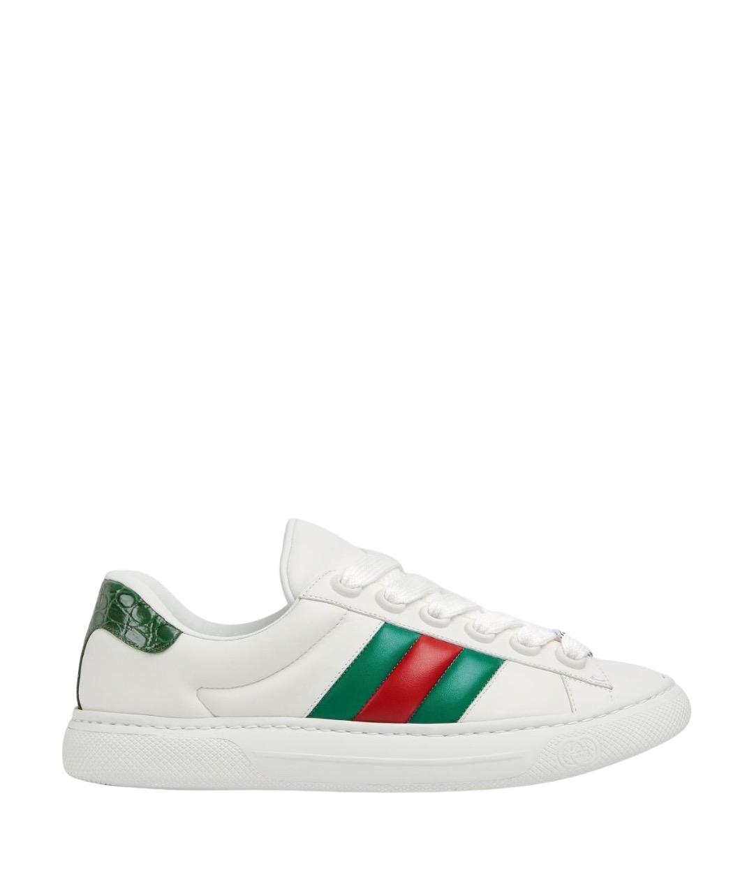 GUCCI Белые кожаные низкие кроссовки / кеды, фото 1