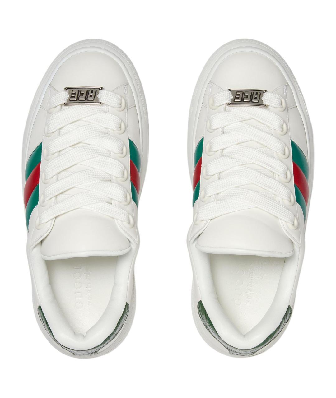 GUCCI Белые кожаные низкие кроссовки / кеды, фото 5