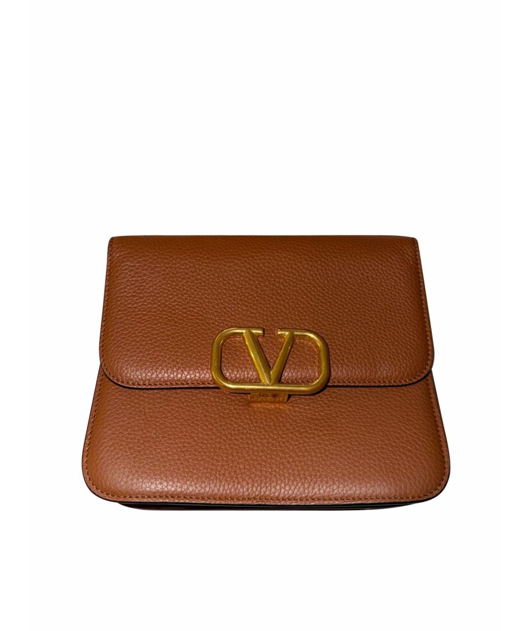 VALENTINO Коричневая кожаная сумка через плечо, фото 1