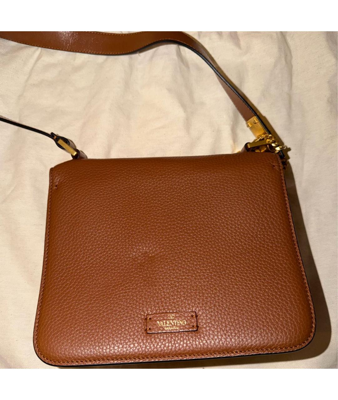 VALENTINO Коричневая кожаная сумка через плечо, фото 2