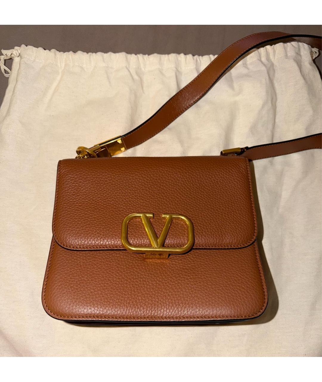 VALENTINO Коричневая кожаная сумка через плечо, фото 4