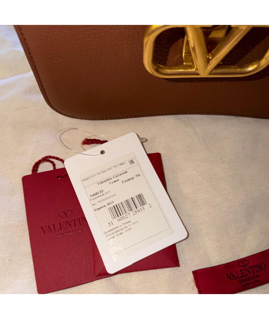 VALENTINO Коричневая кожаная сумка через плечо, фото 3