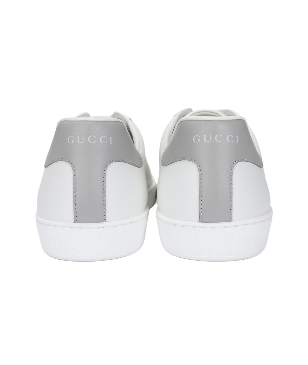 GUCCI Белые кожаные низкие кроссовки / кеды, фото 4