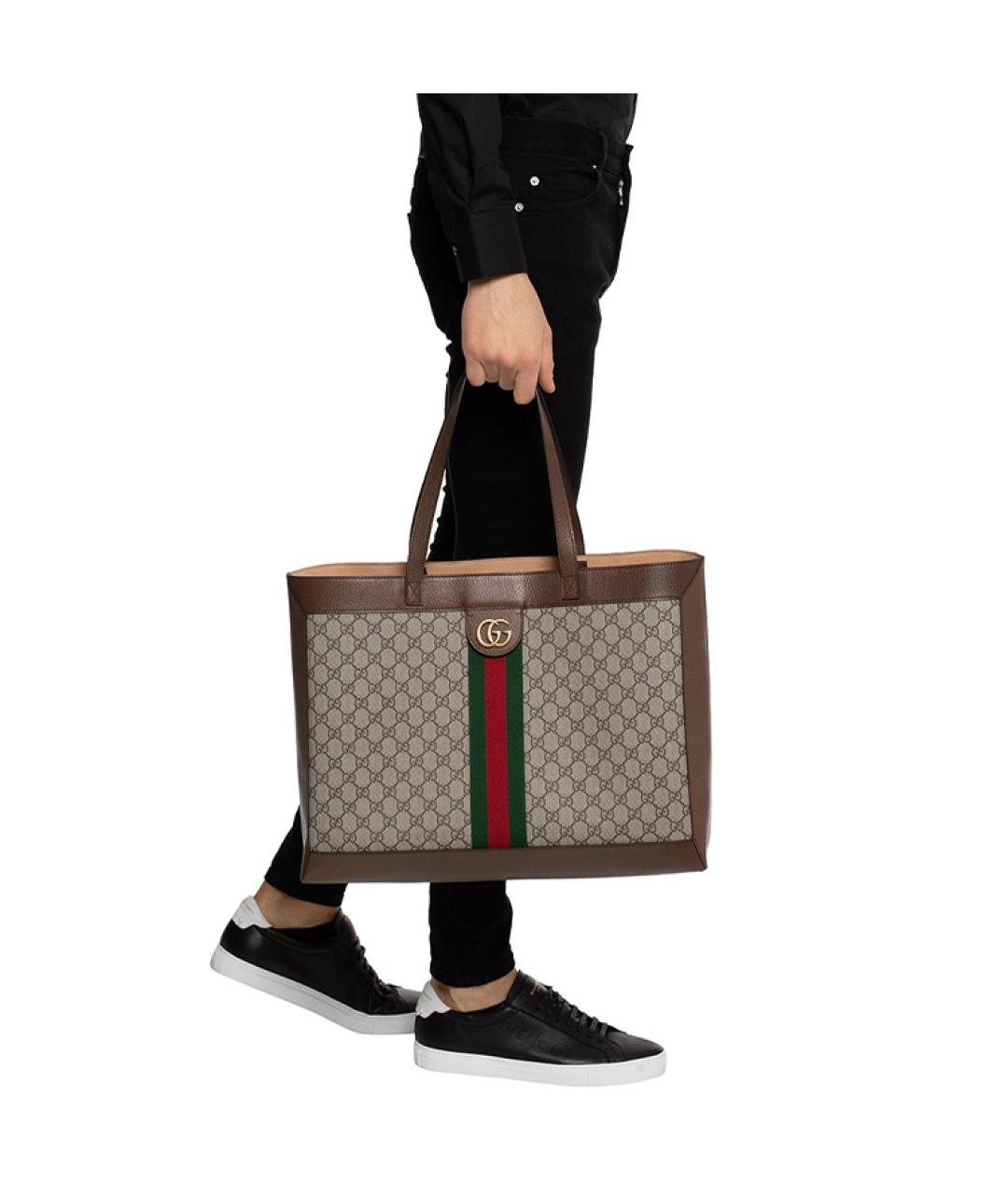 GUCCI Коричневая кожаная сумка тоут, фото 6