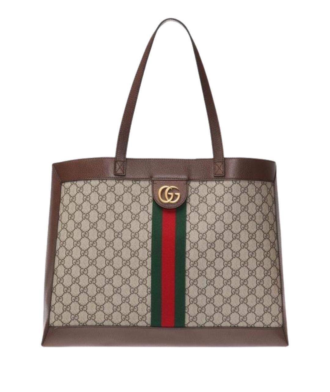 GUCCI Коричневая кожаная сумка тоут, фото 1