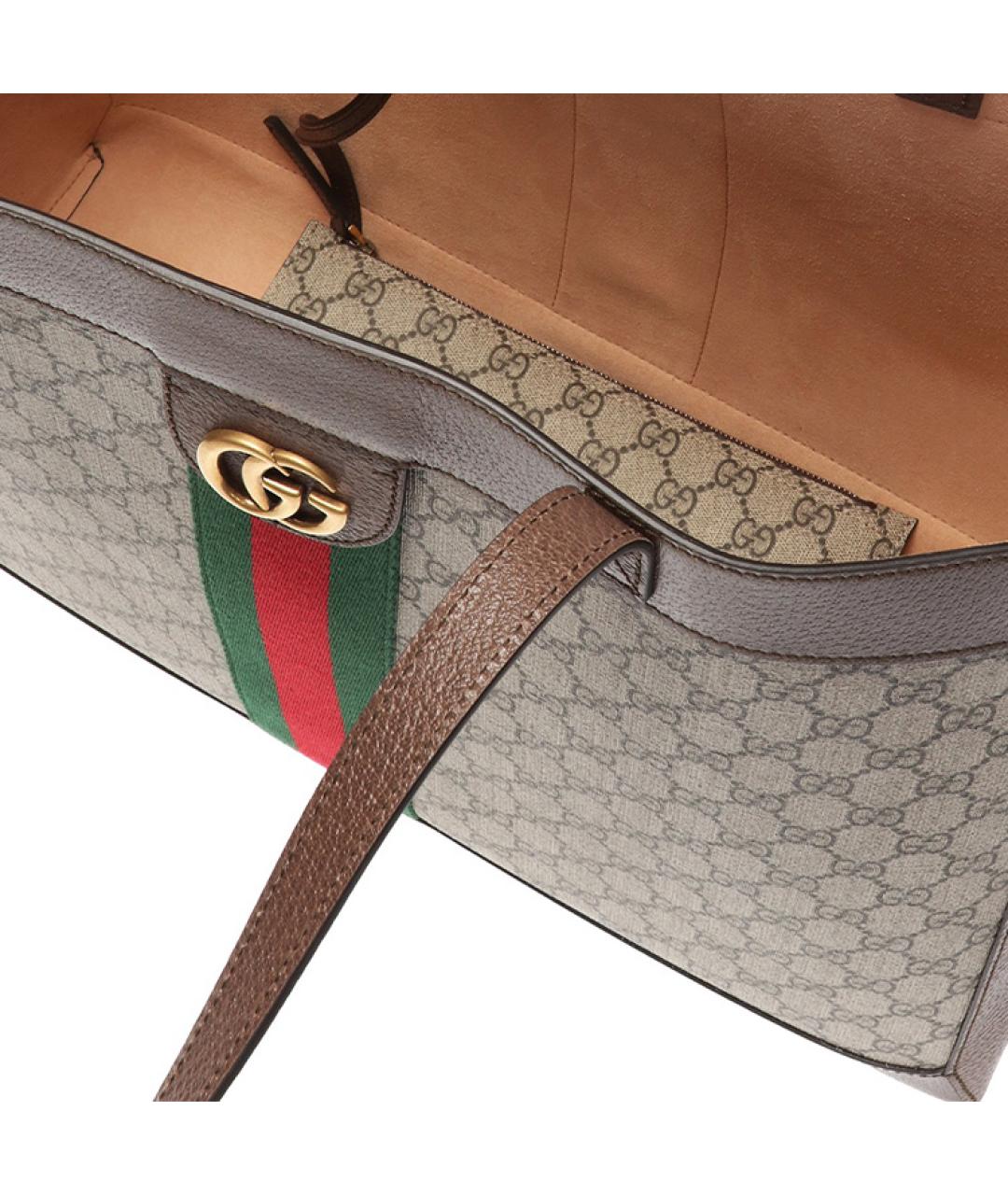 GUCCI Коричневая кожаная сумка тоут, фото 4