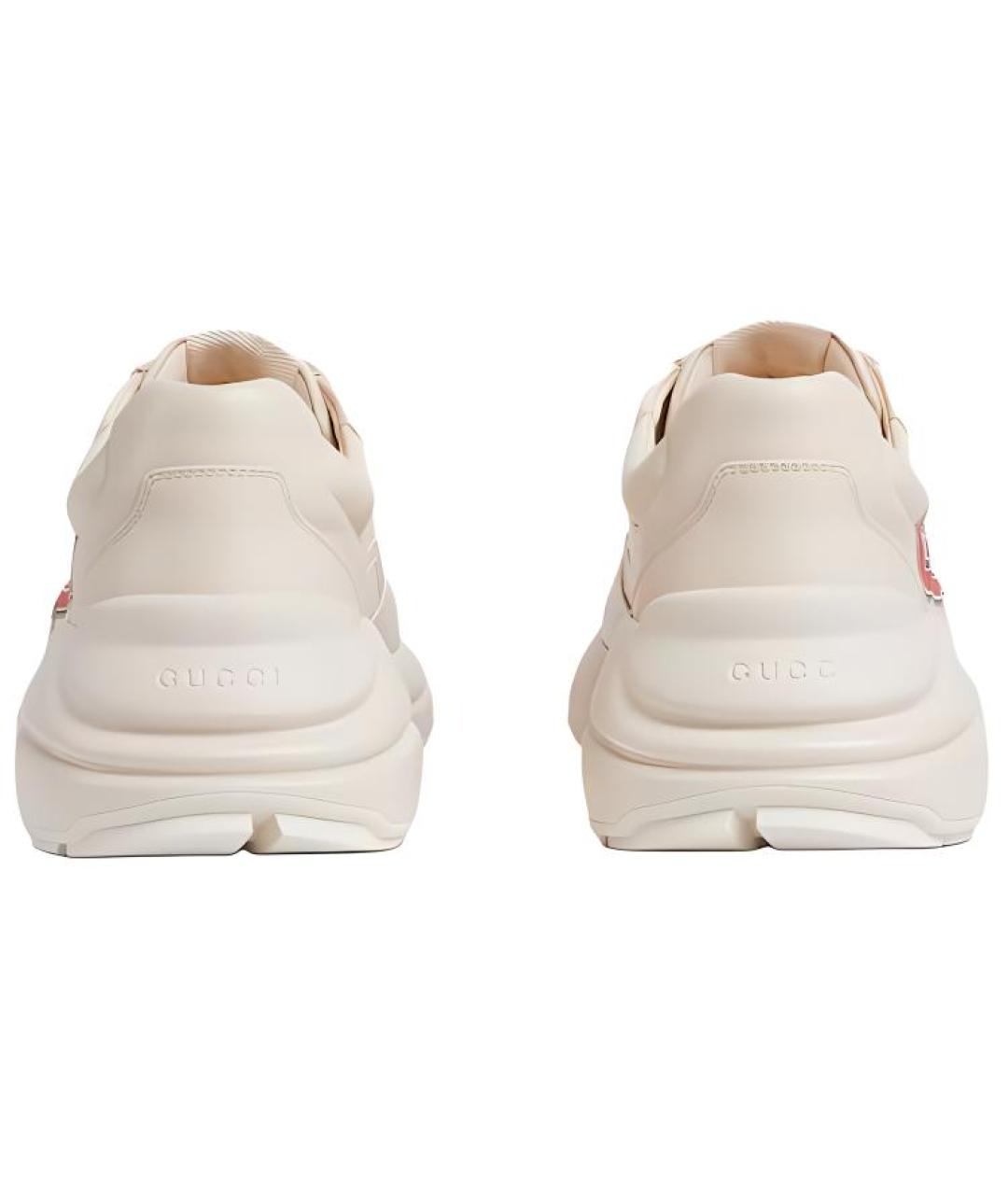 GUCCI Бежевые кожаные высокие кроссовки / кеды, фото 5