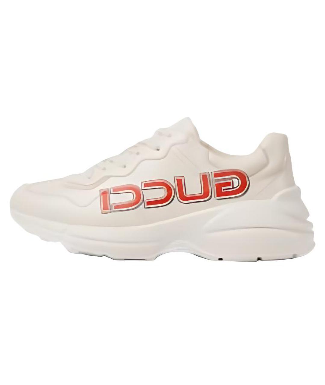 GUCCI Бежевые кожаные высокие кроссовки / кеды, фото 2