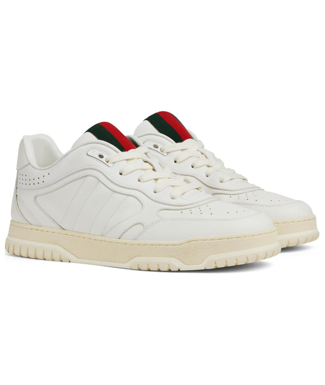 GUCCI Белые кожаные низкие кроссовки / кеды, фото 2