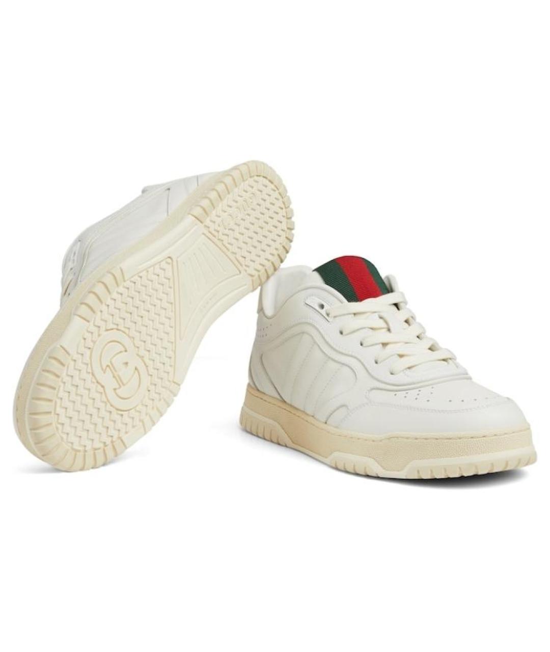 GUCCI Белые кожаные низкие кроссовки / кеды, фото 5