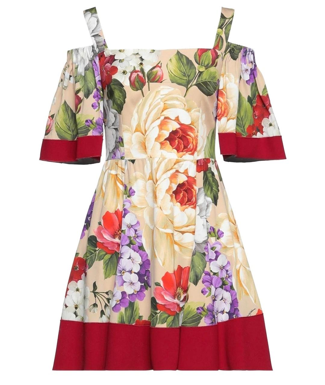 DOLCE&GABBANA Бежевое шелковое коктейльное платье, фото 1