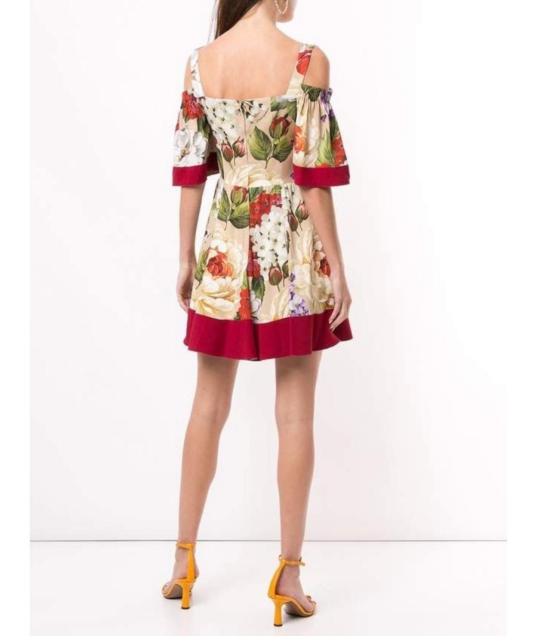 DOLCE&GABBANA Бежевое шелковое коктейльное платье, фото 4