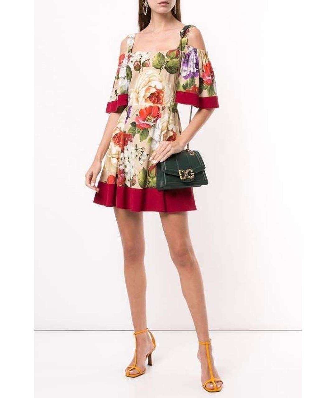 DOLCE&GABBANA Бежевое шелковое коктейльное платье, фото 2