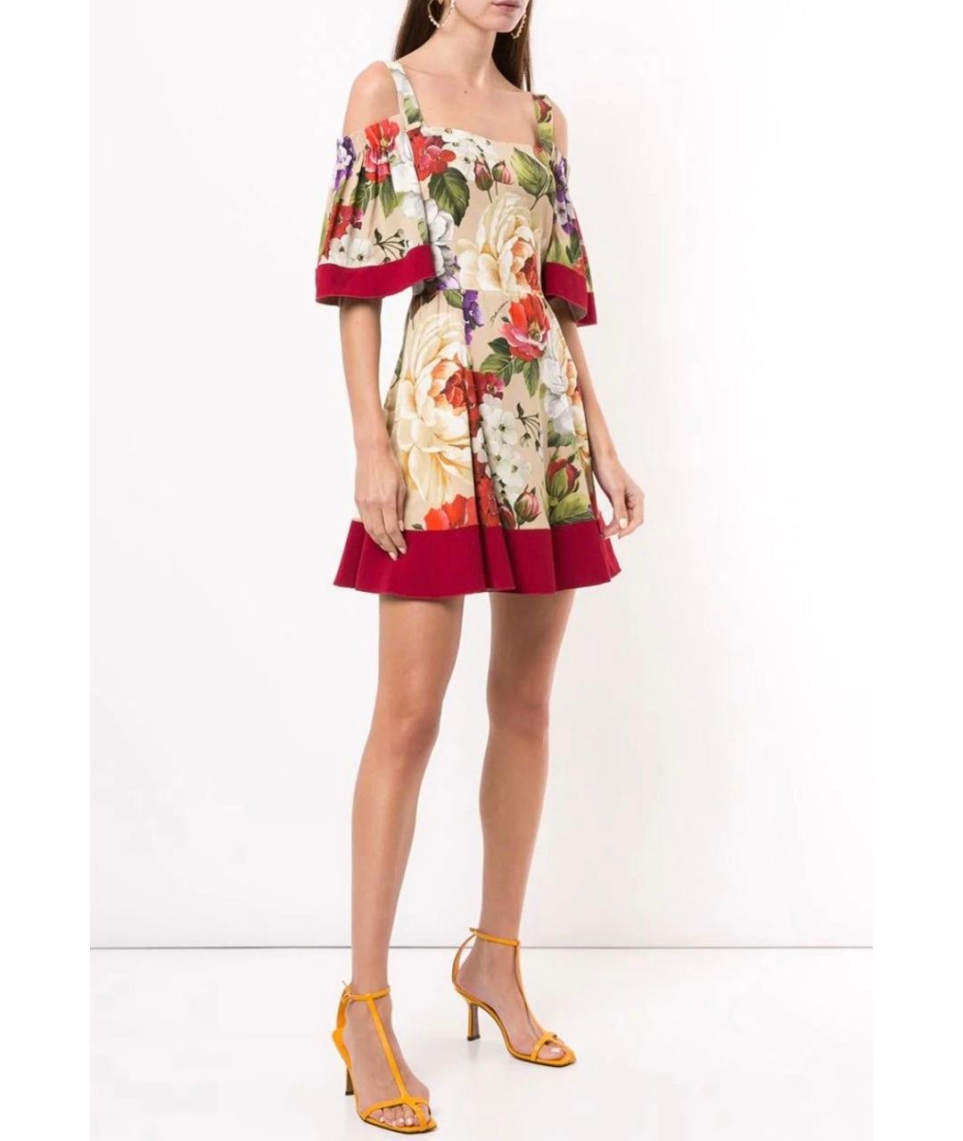 DOLCE&GABBANA Бежевое шелковое коктейльное платье, фото 3